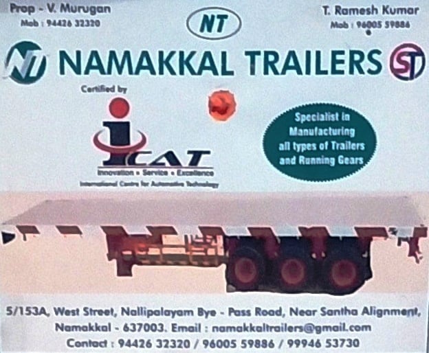 iCAT certificate held by Namakkal Trailers